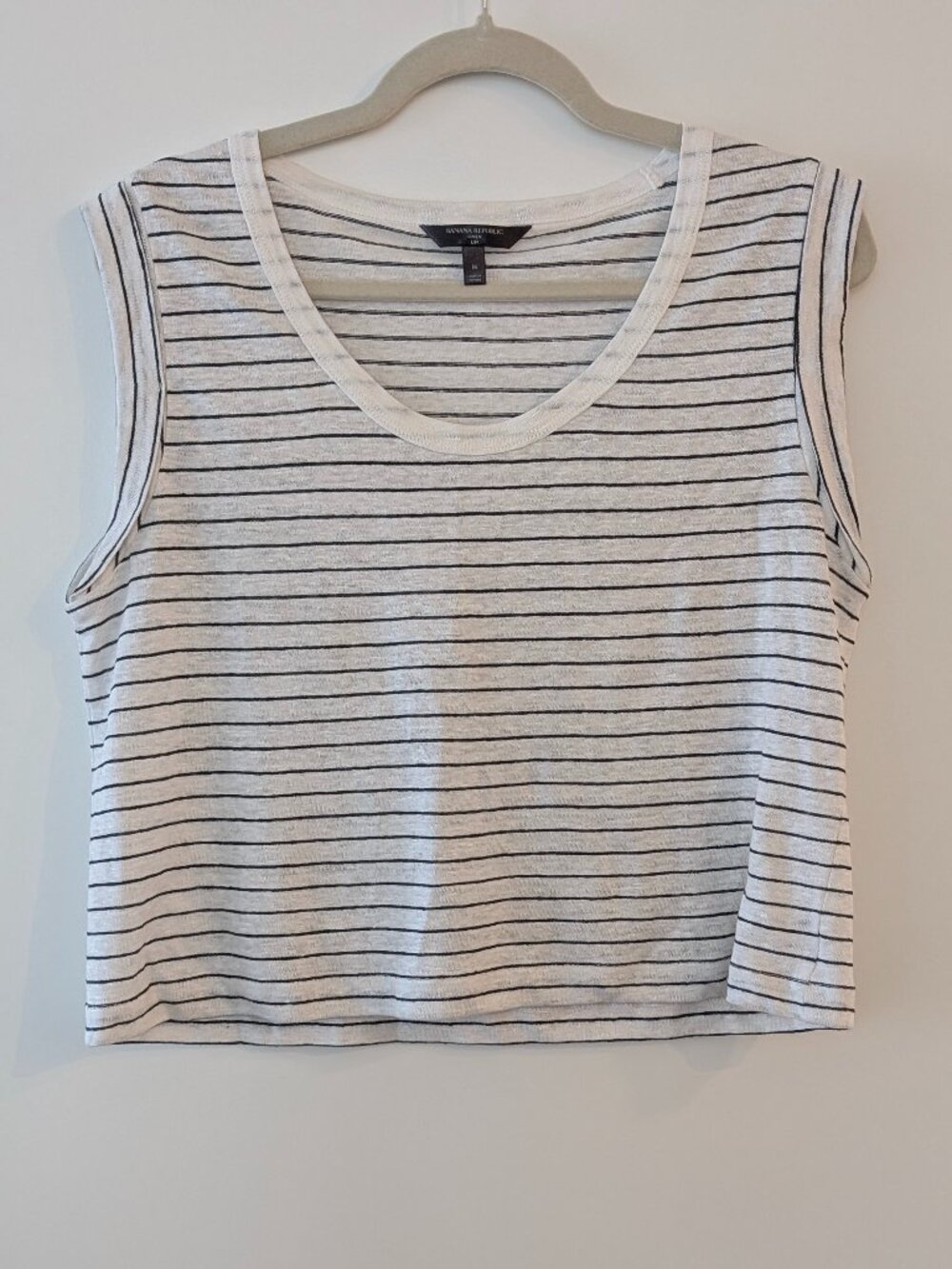 Banana Republic Stripe Linen Scoop Neck Tank